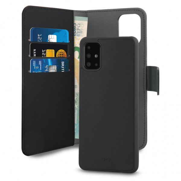 Puro Samsung Galaxy A71 Fodral Pung Aftagelig 2-i-1 Sort