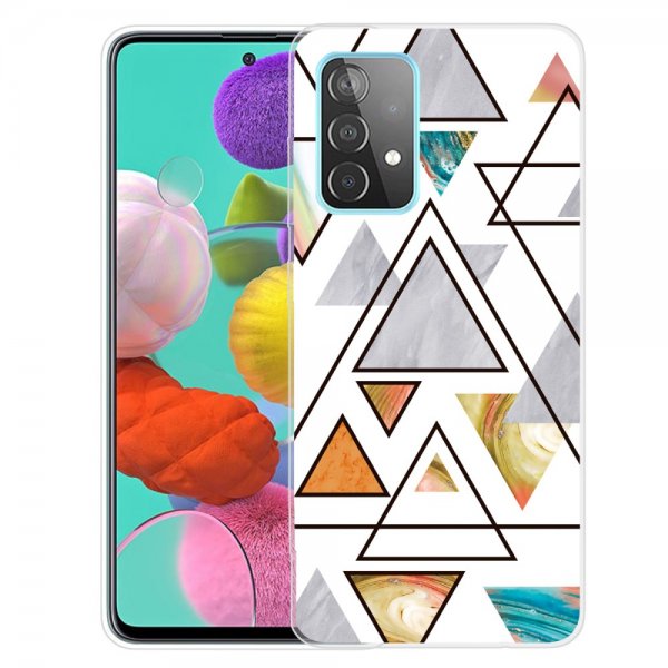 Samsung Galaxy A72 Cover Marmortrekanter Guld Blå