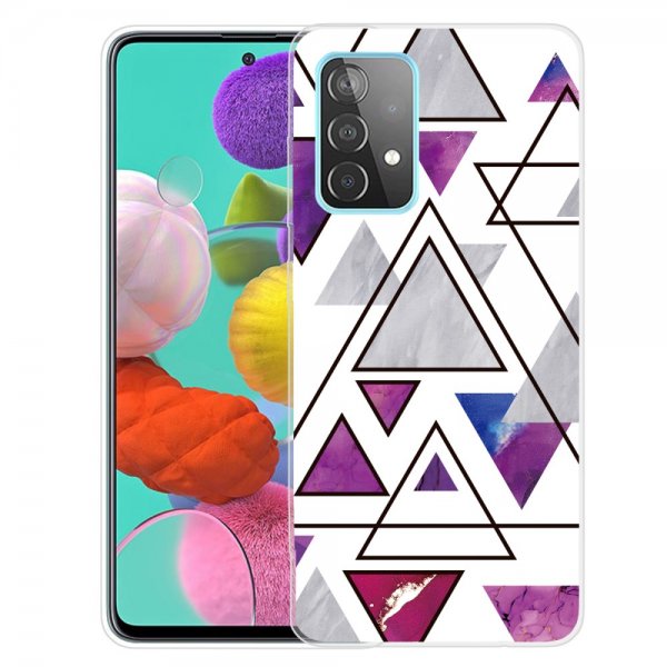 Samsung Galaxy A72 Cover Marmortrekanter Lilla Blå
