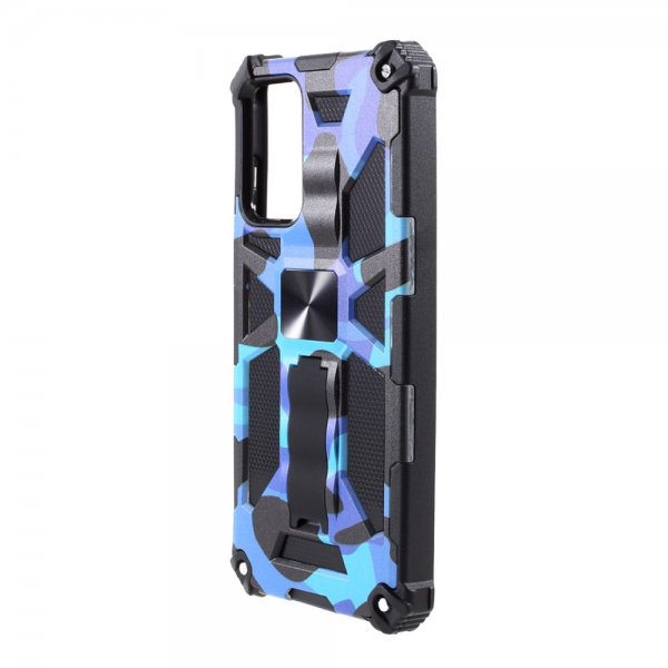 Samsung Galaxy A72 Cover med Metalplade Standerfunktion Camouflage Blå