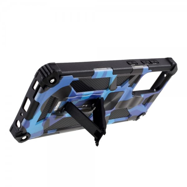 Samsung Galaxy A72 Cover med Metalplade Standerfunktion Camouflage Blå