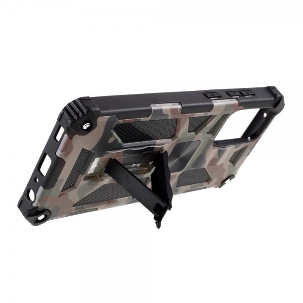 Samsung Galaxy A72 Cover med Metalplade Standerfunktion Camouflage Grøn