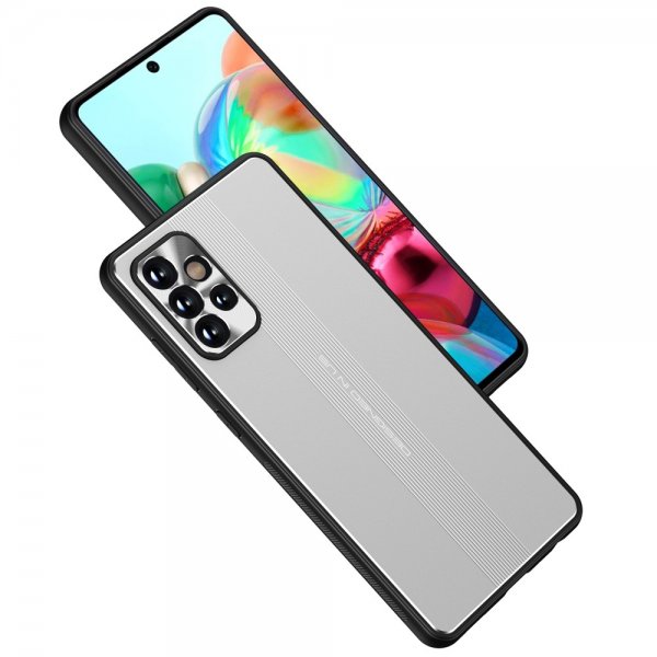 Samsung Galaxy A72 Cover med Metalplade Sølv