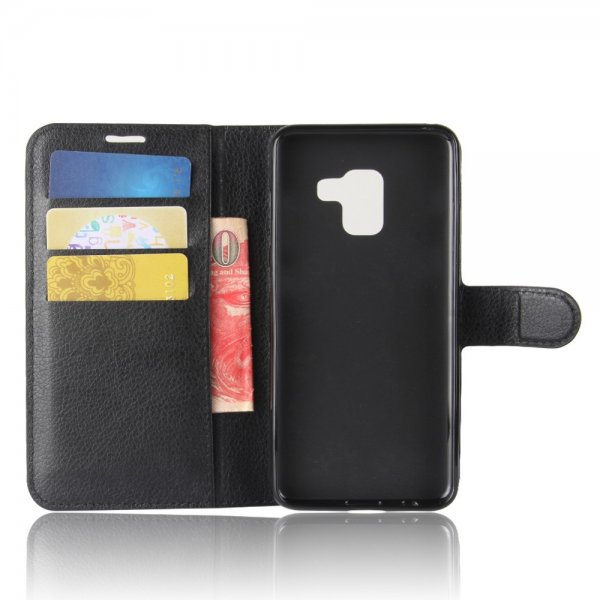 Samsung Galaxy A8 2018 Etui Litchi Sort