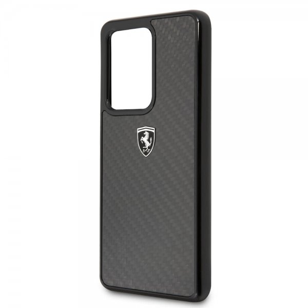Ferrari Samsung Galaxy S20 Ultra Cover Kulfibertekstur Sort