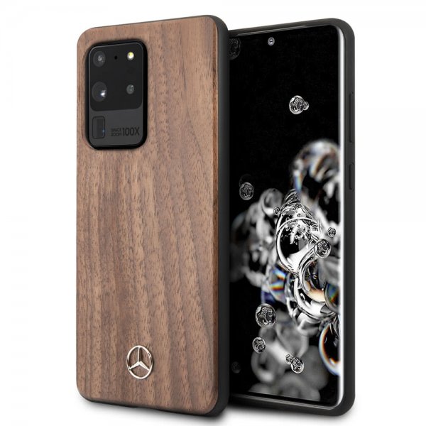 Mercedes Benz Samsung Galaxy S20 Ultra Cover Wood Line Brun