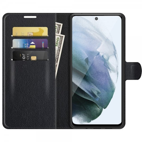 Samsung Galaxy S21 FE Etui Litchi Sort