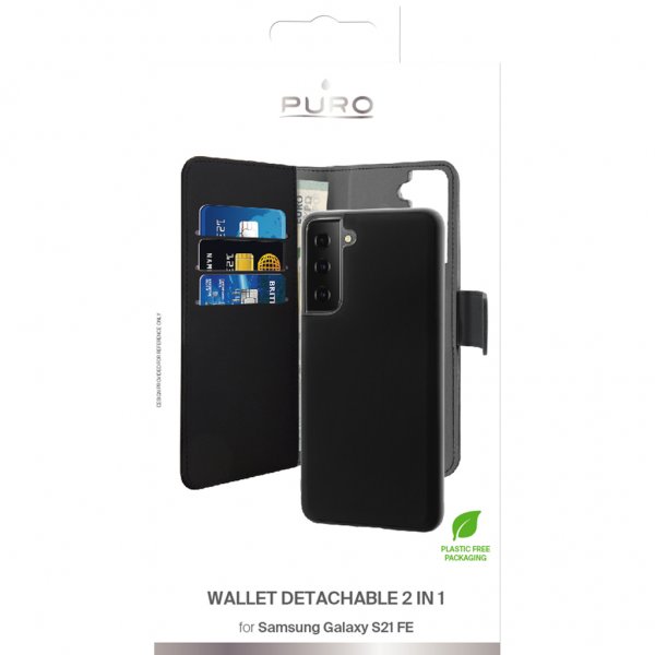Puro Samsung Galaxy S21 FE Etui Wallet Detachable 2 in 1 Sort