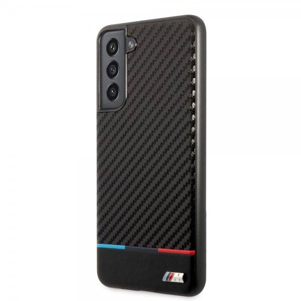 BMW Samsung Galaxy S21 FE Cover Tricolor Stripe Carbon Sort