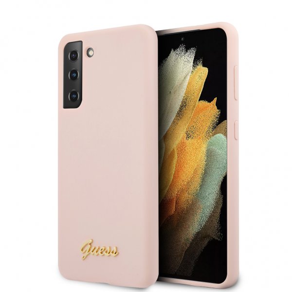 Guess Samsung Galaxy S21 Plus Cover Metal Logo Rosa