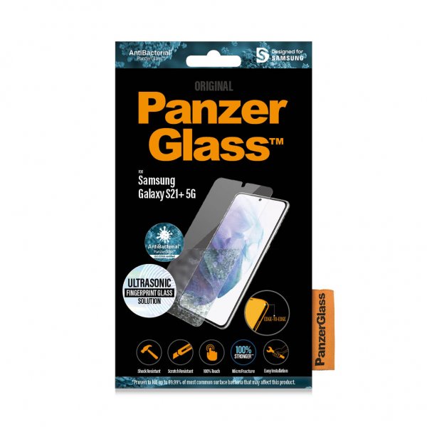 PanzerGlass Samsung Galaxy S21 Plus Skærmbeskyttelse CaseFriendly Ultrasonic Fingerprint Full Glue