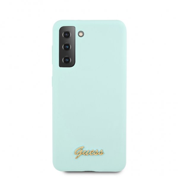 Gæt Samsung Galaxy S21 Cover Metal Logo Lyseblå
