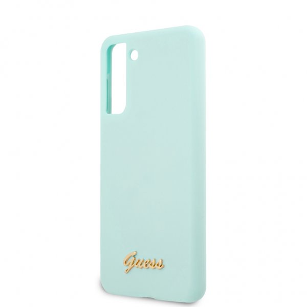 Gæt Samsung Galaxy S21 Cover Metal Logo Lyseblå