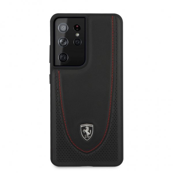 Ferrari Samsung Galaxy S21 Ultra Cover Logo Perforeret Sort