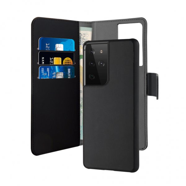 Puro Samsung Galaxy S21 Ultra Cover Wallet Detachable 2 i 1 Sort