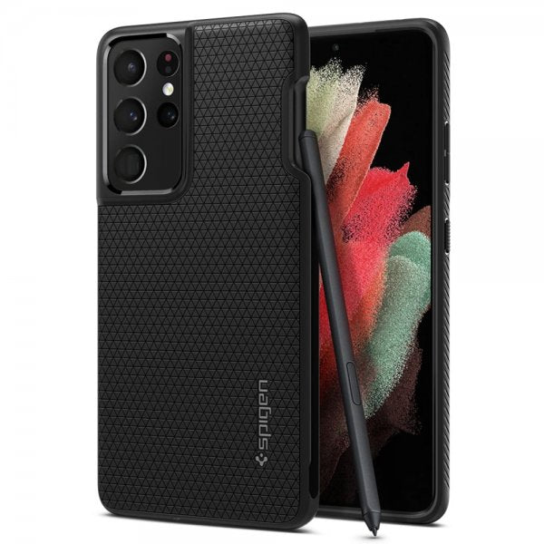 Spigen Samsung Galaxy S21 Ultra Cover Liquid Air Pen Edition Mat Sort