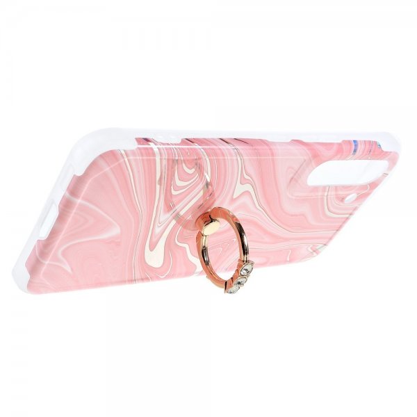 Samsung Galaxy S22 Plus Cover med Ring Marmormønster Rosa