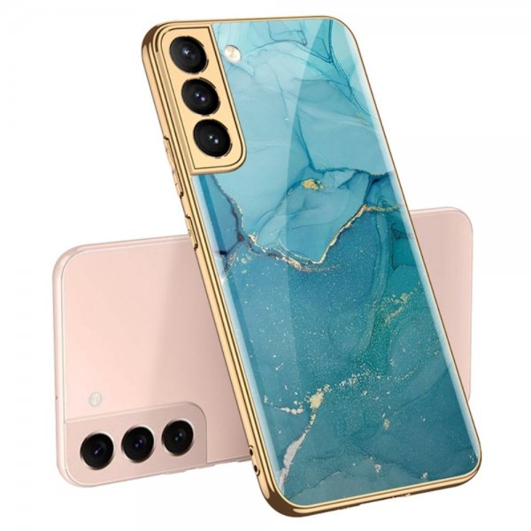 GKK Samsung Galaxy S22 Plus Cover Motiv Marmor Blå