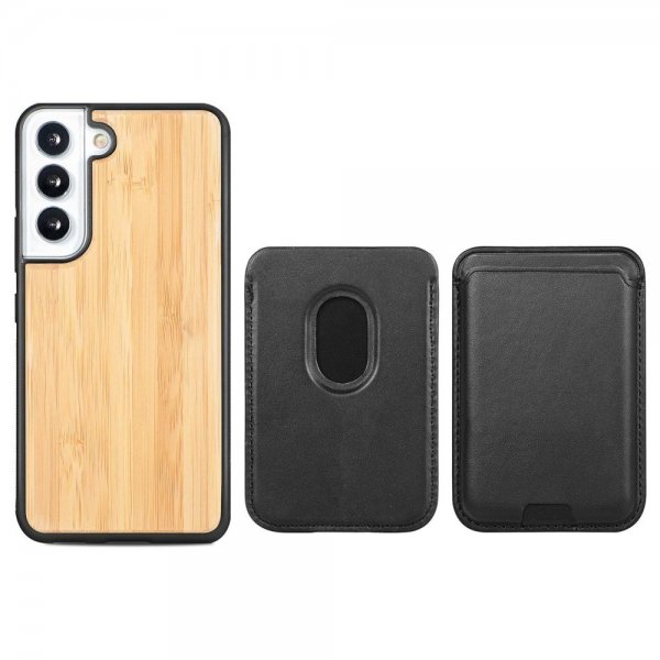 Samsung Galaxy S22 Plus Cover Træ Aftagelig Kortholder Bamboo