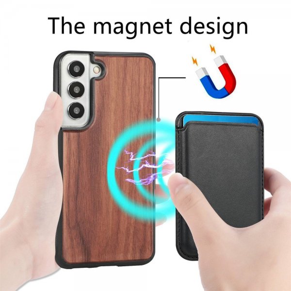 Samsung Galaxy S22 Plus Cover Træ Aftagelig Kortholder Valnød