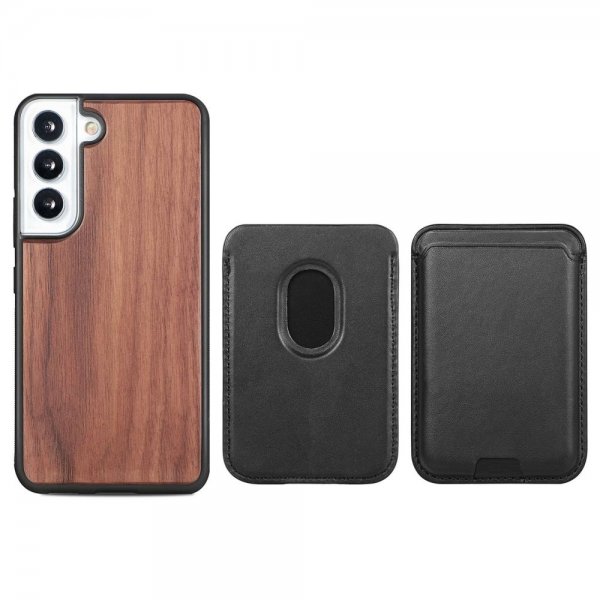 Samsung Galaxy S22 Plus Cover Træ Aftagelig Kortholder Valnød