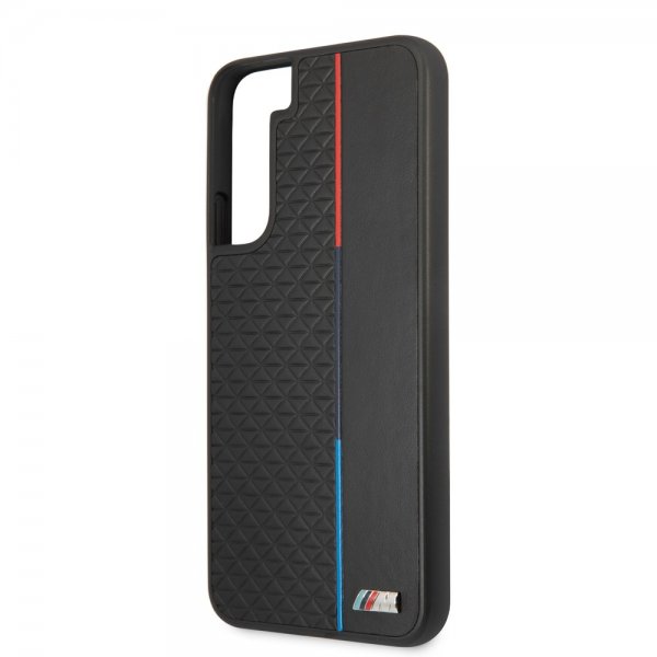 BMW Samsung Galaxy S22 Plus Cover Trekantmønster & Trefarvet Stribe Sort