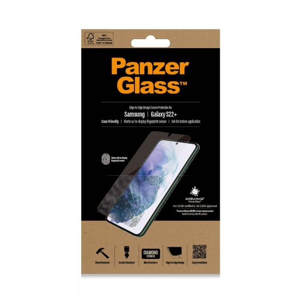 PanzerGlass Samsung Galaxy S22 Plus Skærmbeskyttelse Case Friendly Fingeraftryk