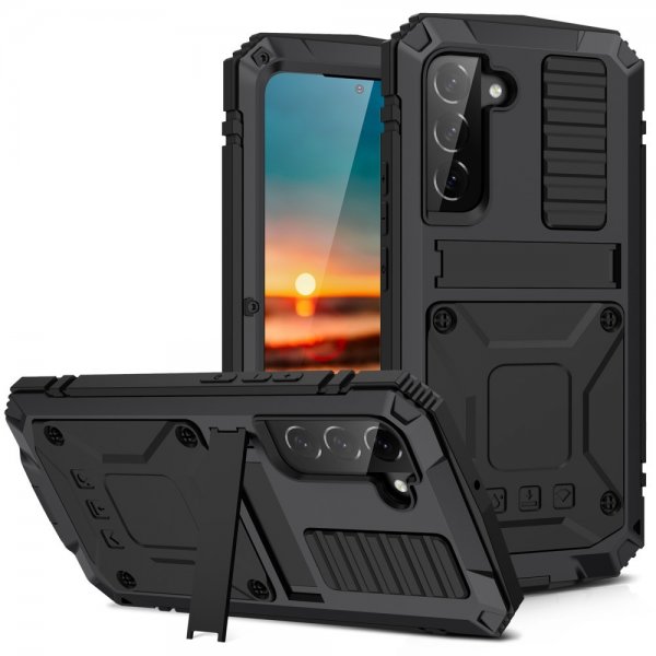 R-JUST Samsung Galaxy S22 Cover Metal Stødsikkert Sort