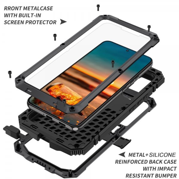 R-JUST Samsung Galaxy S22 Cover Metal Stødsikkert Sort