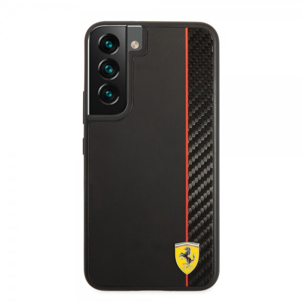 Ferrari Samsung Galaxy S22 Cover Vertical Stripe Metal Logo Sort