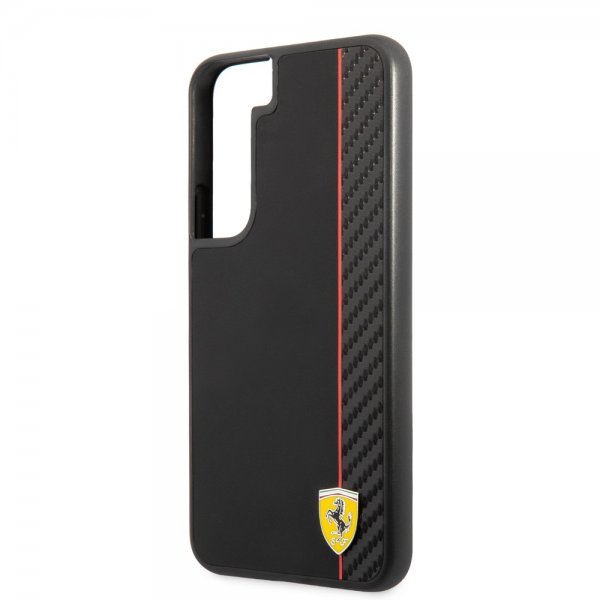 Ferrari Samsung Galaxy S22 Cover Vertical Stripe Metal Logo Sort