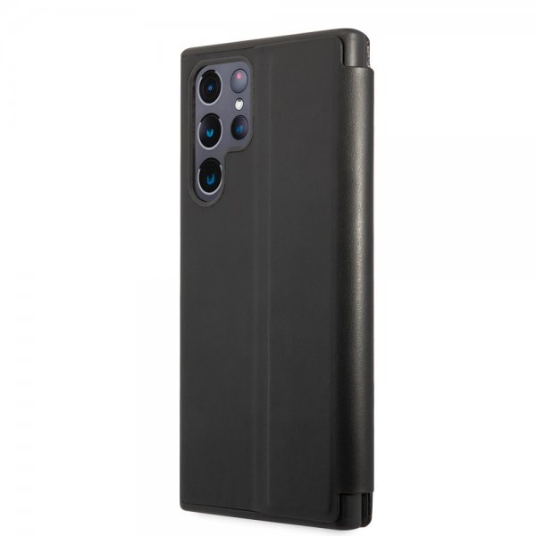 BMW Samsung Galaxy S22 Ultra Cover Trefarvet Stribe Kulfiber Sort