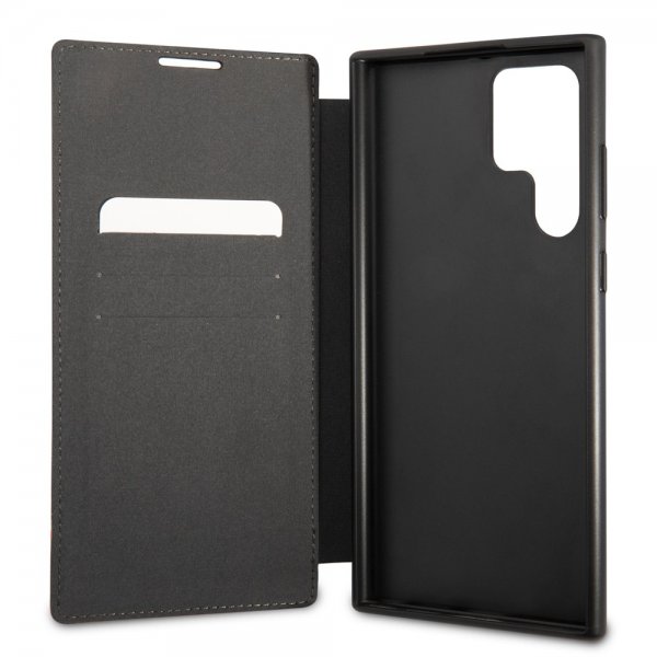BMW Samsung Galaxy S22 Ultra Cover Trefarvet Stribe Kulfiber Sort