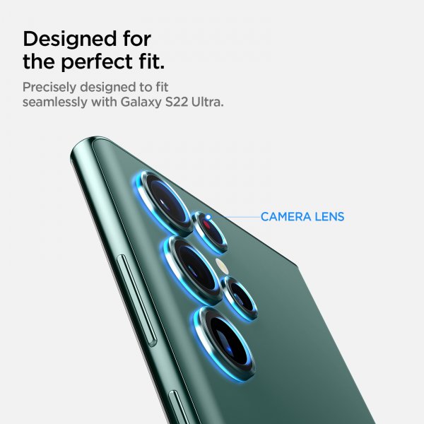 Spigen Samsung Galaxy S22 Ultra Kamerabeskyttelse GLAS.tR EZ Fit Optik Pro 2-pak Grøn