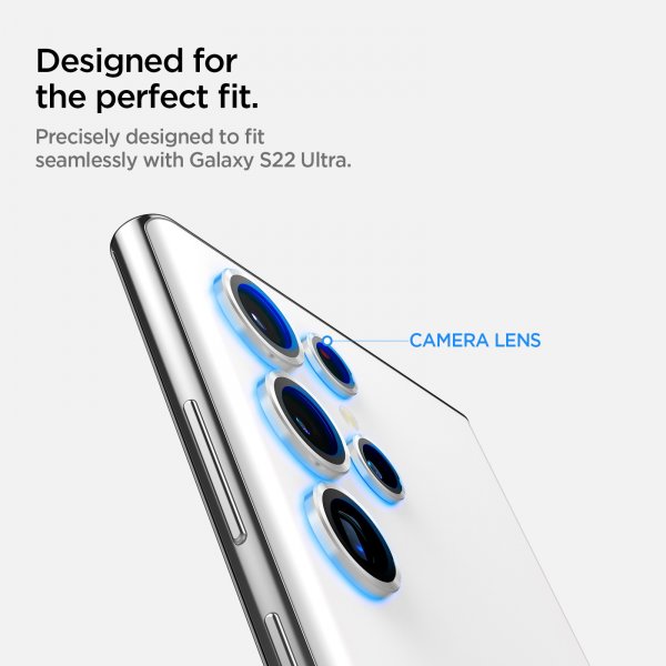 Spigen Samsung Galaxy S22 Ultra Kamerabeskyttelse GLAS.tR EZ Fit Optik Pro 2-pak Phantom White