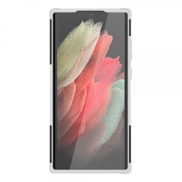 Samsung Galaxy S22 Ultra Cover Dækmønster Standfunktion Hvid