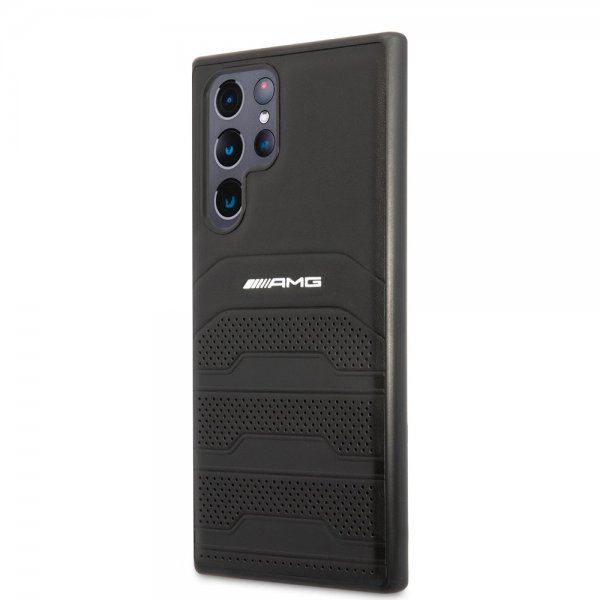 AMG Samsung Galaxy S22 Ultra Cover Prægede Linjer Sort