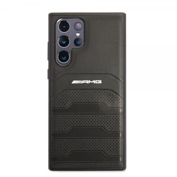 AMG Samsung Galaxy S22 Ultra Cover Prægede Linjer Sort