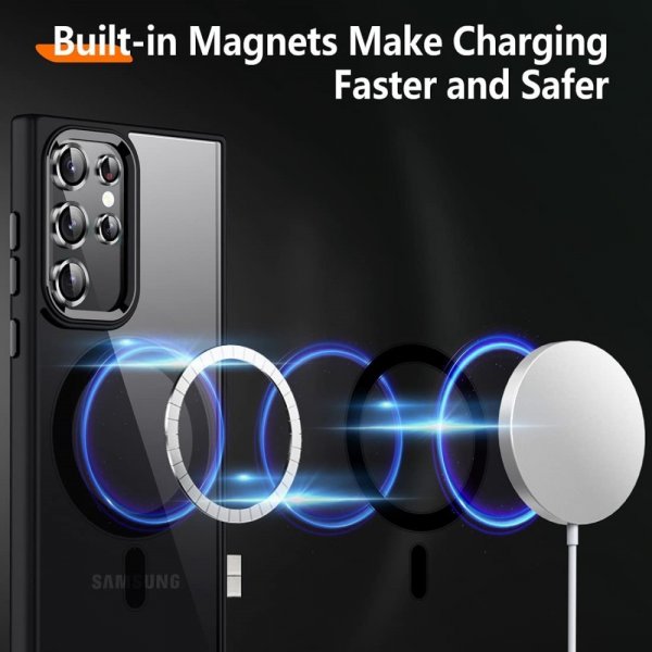 Samsung Galaxy S22 Ultra Cover Farvet Kant MagSafe Sort