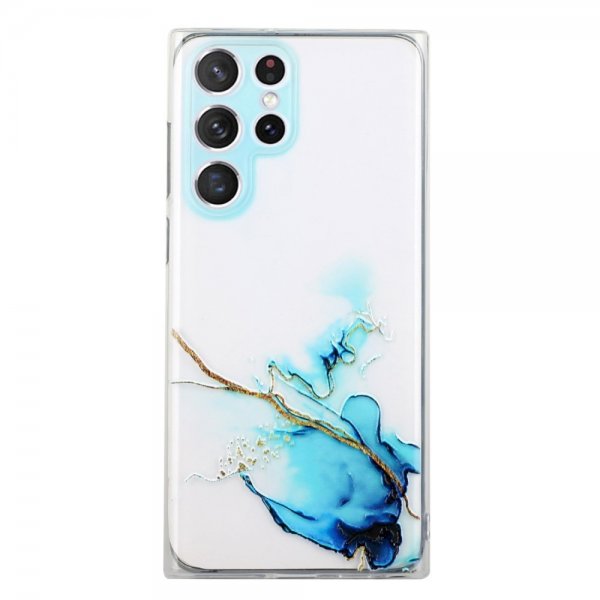 Samsung Galaxy S22 Ultra Cover Marmormønster Blå