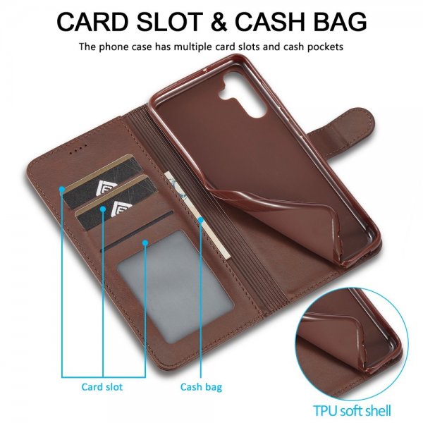 Lc.Imeeke Samsung Galaxy S23 FE Etui med Kortlomme Standerfunktion Brun