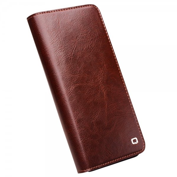 Qialino Samsung Galaxy S23 Etui Ægte læder Kortplads Brun