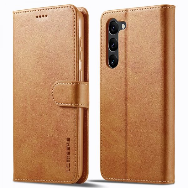 Lc.Imeeke Samsung Galaxy S23 Cover med Kortlomme Kickstand Brun