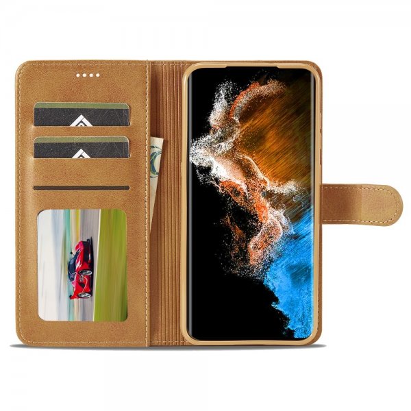 Lc.Imeeke Samsung Galaxy S23 Cover med Kortlomme Kickstand Brun