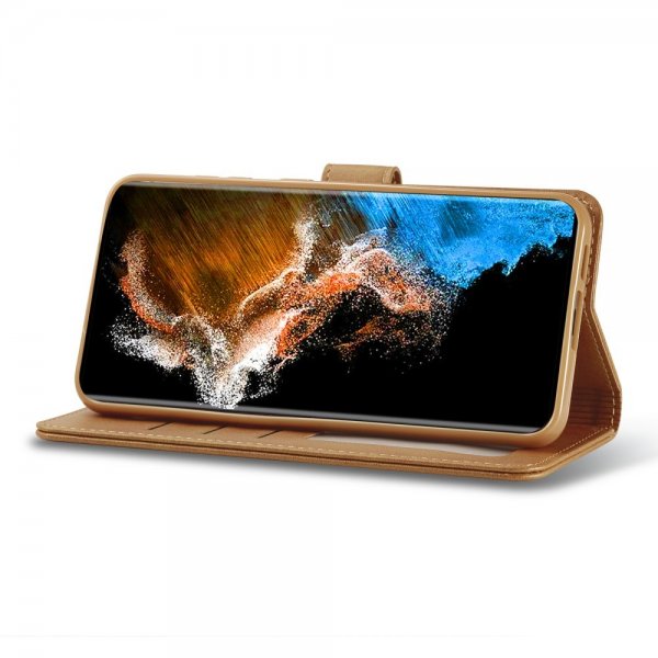 Lc.Imeeke Samsung Galaxy S23 Cover med Kortlomme Kickstand Brun
