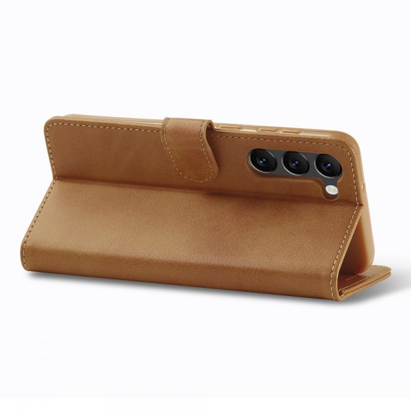 Lc.Imeeke Samsung Galaxy S23 Cover med Kortlomme Kickstand Brun