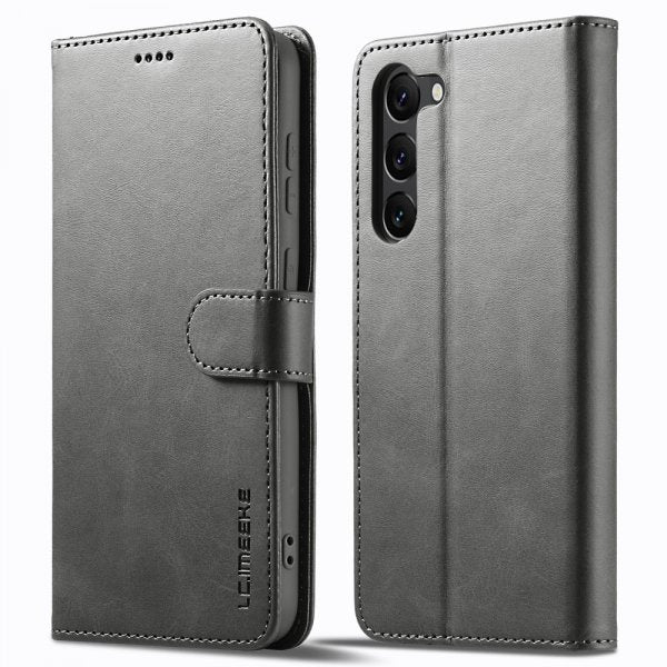 Lc.Imeeke Samsung Galaxy S23 Cover med Kortlomme og Standfunktion Grå
