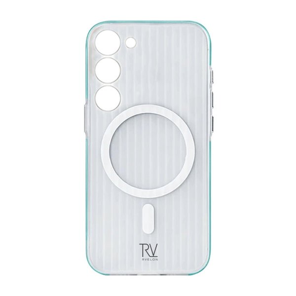 Rvelon Samsung Galaxy S23 Cover Bølgepap MagSafe Blå