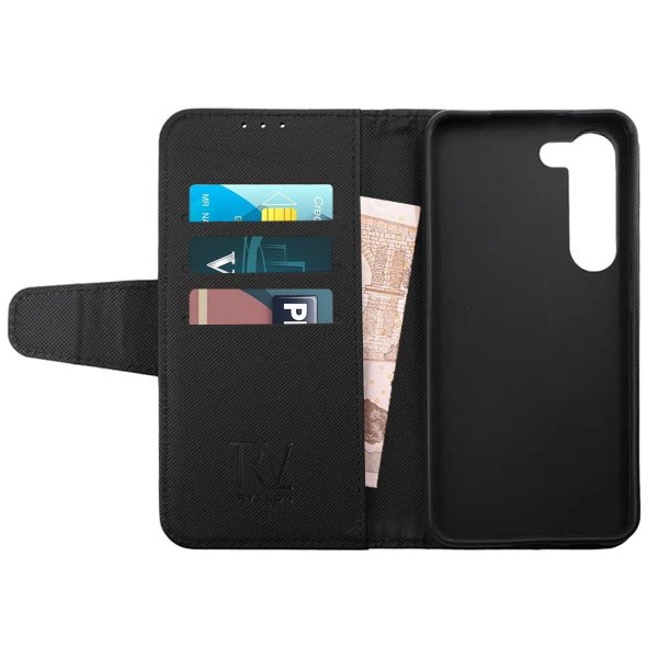 Rvelon Samsung Galaxy S23 Plus Etui Udklappeligt Kortrum Sort