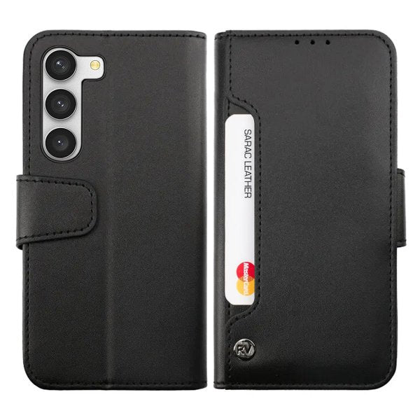 Rvelon Samsung Galaxy S23 Plus Etui Udklappeligt Kortrum Sort